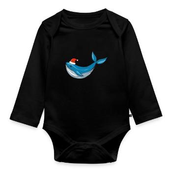Vilaine baleine de Noël - Body Bébé bio manches longues - noir - Devant