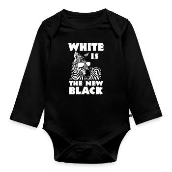Zebra Gift Black and White Safari Savannah Steppe - Organic Longsleeve Baby Bodysuit - black - Front