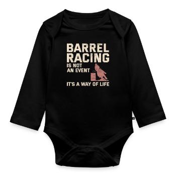 Barrel Racer Racing Reiten Reiten Rennen Rodeo - Baby Bio-Langarm-Body - Schwarz - Vorne
