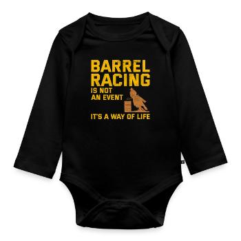 Barrel Racer Racing Reiten Reiten Rennen Rodeo - Baby Bio-Langarm-Body - Schwarz - Vorne