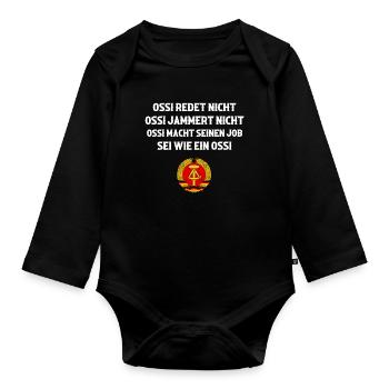 Ostdeutschland Geschenk Osten Ossi DDR Ostalgie - Baby Bio-Langarm-Body - Schwarz - Vorne