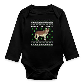 Wolf Ugly Christmas Weihnachten Geschenk Xmas - Baby Bio-Langarm-Body - Schwarz - Vorne