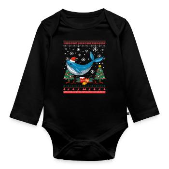 Alaska Geschenk Kinder Herren Damen USA Natur Eis - Baby Bio-Langarm-Body - Schwarz - Vorne
