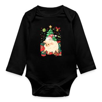 Ugly Christmas Sheep Pattern Tricoté Noël Christ Enfant - Body Bébé bio manches longues - noir - Devant