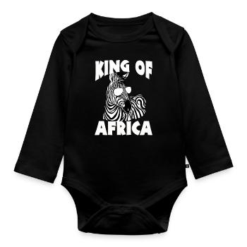 Zebra Tshirt in Afrika Pferd Safari - Baby Bio-Langarm-Body - Schwarz - Vorne