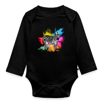 Zebra - Organic Longsleeve Baby Bodysuit - black - Front