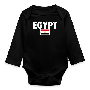 Egypt Egypt Egyptian Flag Egyptian - Organic Longsleeve Baby Bodysuit - black - Front