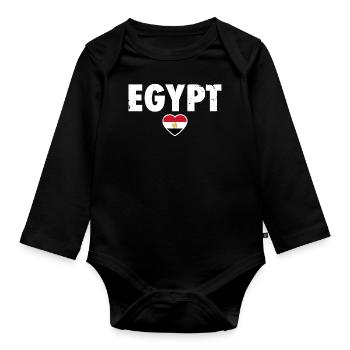 Egypt Egypt Egyptian Flag Egyptian - Organic Longsleeve Baby Bodysuit - black - Front
