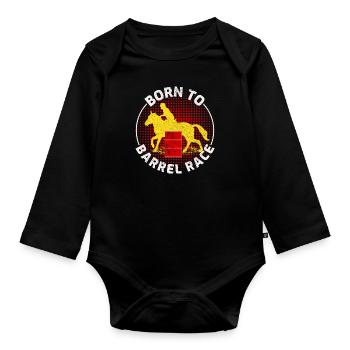Barrel Racer Reiten Racing Rodeo Lustig - Baby Bio-Langarm-Body - Schwarz - Vorne