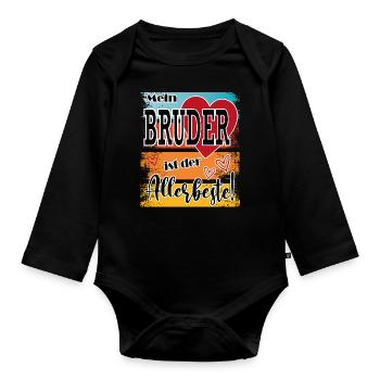 Bester Bruder Best Brother - Baby Bio-Langarm-Body - Schwarz - Vorne