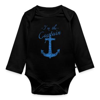 sailing captain - Baby Bio-Langarm-Body - Schwarz - Vorne