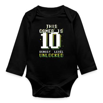 This Gamer Video Game Lover Gamer Age 10 - Baby Bio-Langarm-Body - Schwarz - Vorne