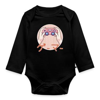 Japan Play Video Game Lover Arcade Gamer Gaming - Organic Longsleeve Baby Bodysuit - black - Front