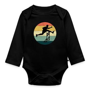 Hurdles Hurdling Hurdler Running Runner Athletes - Organic Longsleeve Baby Bodysuit - black - Front