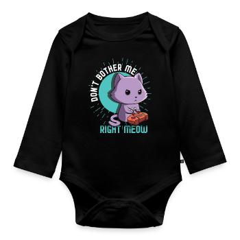 Meow Kawaii Cat Playing Video Game Lover Gaming - Organic Longsleeve Baby Bodysuit - black - Front