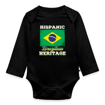 Brazil Brazilian Hispanic Heritage Month - Baby Bio-Langarm-Body - Schwarz - Vorne