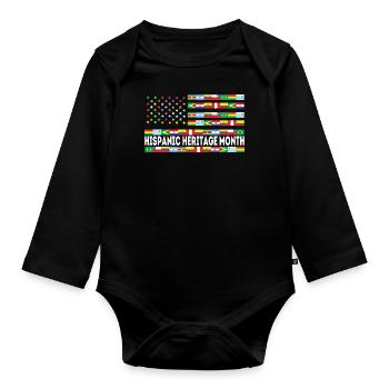 Country Flag Hispanic Heritage Month - Baby Bio-Langarm-Body - Schwarz - Vorne