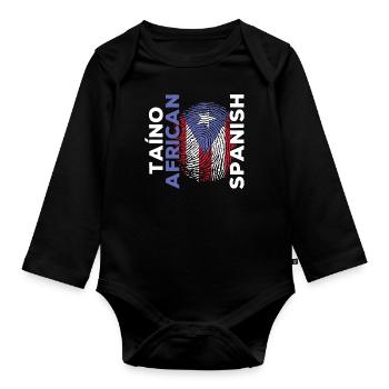 American Spain Flag Hispanic Heritage Month - Baby Bio-Langarm-Body - Schwarz - Vorne