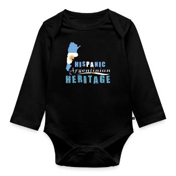 Argentinian Flags Hispanic Heritage Month - Baby Bio-Langarm-Body - Schwarz - Vorne