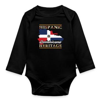 Dominican Republic Hispanic Heritage Month - Baby Bio-Langarm-Body - Schwarz - Vorne
