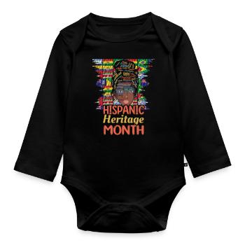 Latin Latina Spanish Flags Hispanic Heritage Month - Baby Bio-Langarm-Body - Schwarz - Vorne