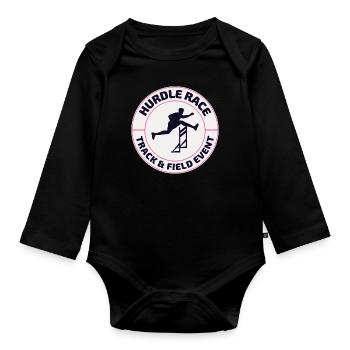 Hurdles Hurdling Hurdler Running Runner Athletes - Organic Longsleeve Baby Bodysuit - black - Front