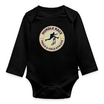 Hurdles Hurdling Hurdler Running Runner Athletes - Organic Longsleeve Baby Bodysuit - black - Front