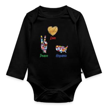 Love Peace Hispanic Flags Hispanic Heritage Month - Baby Bio-Langarm-Body - Schwarz - Vorne
