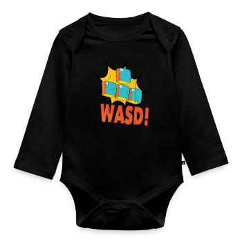 Keyboard Keys Computer Video Game Gamer Gaming - Organic Longsleeve Baby Bodysuit - black - Front