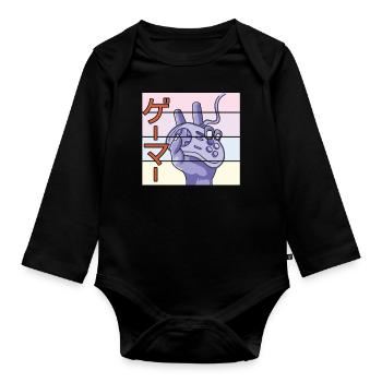 Japanese Play Video Game Lover Arcade Gamer Gaming - Organic Longsleeve Baby Bodysuit - black - Front
