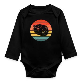 Hedgie Retro Sunset Hedgehog - Baby Bio-Langarm-Body - Schwarz - Vorne
