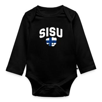 Finnland Geschenk Urlaub Lappland Heimat Finne - Baby Bio-Langarm-Body - Schwarz - Vorne