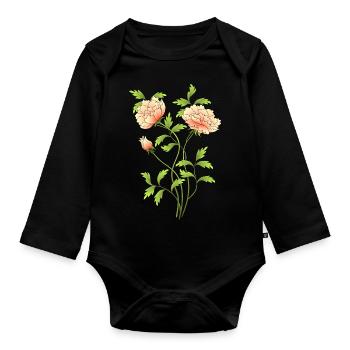Fleur - Body Bébé bio manches longues - noir - Devant