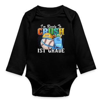 Je suis prêt à écraser les filles arc-en-ciel de 1ère année garçons - Body Bébé bio manches longues - noir - Devant