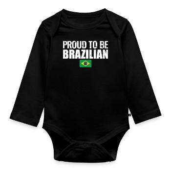 Fier d’être brésilien Brésilien Brésil - Body Bébé bio manches longues - noir - Devant