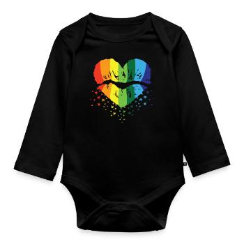 Regenbogen LGBT Schwul Lesbisch T-Shirt - Baby Bio-Langarm-Body - Schwarz - Vorne
