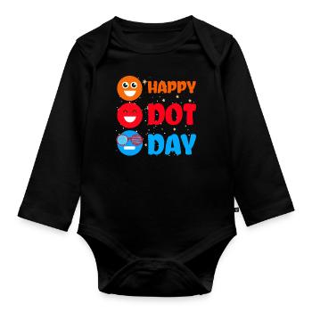 Cute Dot Pattern Colorful Smile Happy Dot Day - Organic Longsleeve Baby Bodysuit - black - Front