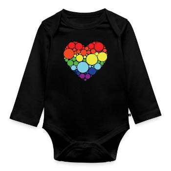 Art Pattern Heart Colorful International Dot Day - Organic Longsleeve Baby Bodysuit - black - Front
