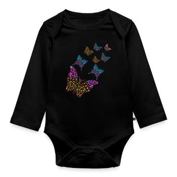 Butterfly Art Colorful International Dot Day - Organic Longsleeve Baby Bodysuit - black - Front