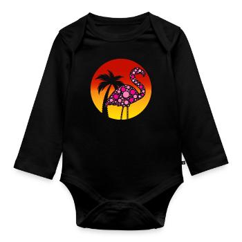 Cute Flamingo Art Colorful International Dot Day - Organic Longsleeve Baby Bodysuit - black - Front