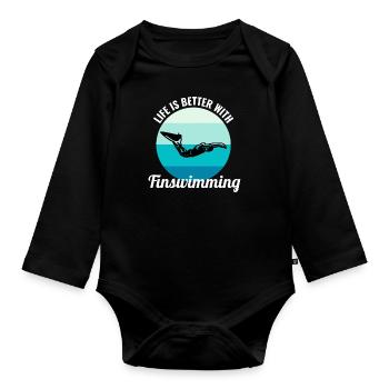 Finswimming Swimming Swimmer Swim Water sport - Organic Longsleeve Baby Bodysuit - black - Front