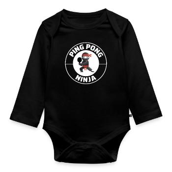 Ping Pong Meister Tischtennis Ninja Krieger Lustig - Baby Bio-Langarm-Body - Schwarz - Vorne