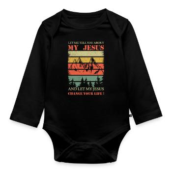 Rétro Vintage Jésus Seigneur Dieu Pasteur Chrétien - Body Bébé bio manches longues - noir - Devant