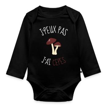 Ich kann nicht, ich habe Steinpilze - Baby Bio-Langarm-Body - Schwarz - Vorne