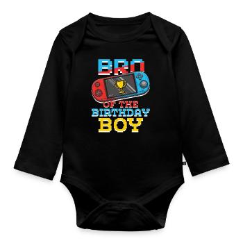 Frère de Gamer Amateur de jeux vidéo Gamer - Body Bébé bio manches longues - noir - Devant