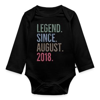 Legend Since August 2018 - Organic Longsleeve Baby Bodysuit - black - Front