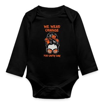 Child Orange Peace Kindness Awareness Unity Day - Organic Longsleeve Baby Bodysuit - black - Front