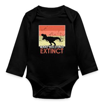 Retro Dinosaur Kindness Awareness Unity Day - Organic Longsleeve Baby Bodysuit - black - Front