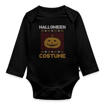 Stitch Pattern Citrouille Créature effrayante Halloween - Body Bébé bio manches longues - noir - Devant