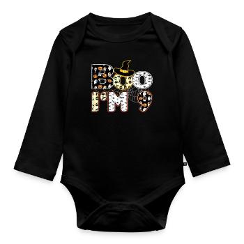 Halloween Pattern Spider Creatures Birth Age 9 - Organic Longsleeve Baby Bodysuit - black - Front